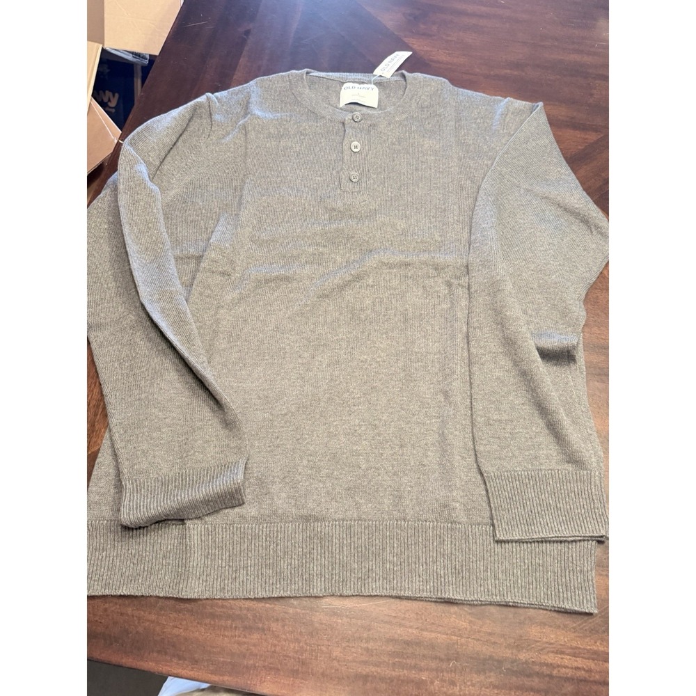 Old Navy Men's Henley Sweater Gray Large NWT